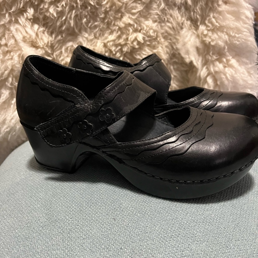 Dansko leather wedge clogs